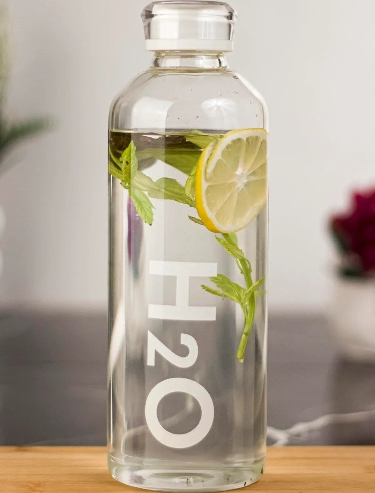 بطری آب پیرکس H2O یک لیتری رنگ سفید